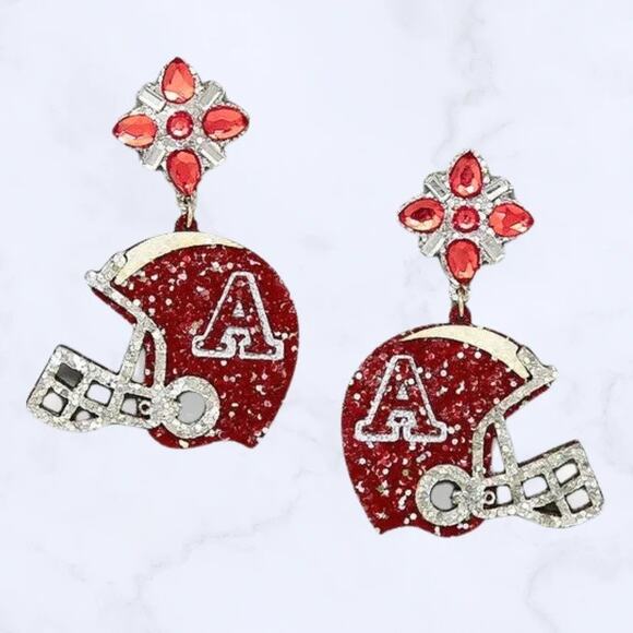 Alabama glitter helmet Earrings - Bama Earrings - Roll Tide Earrings - Picture 1 of 1